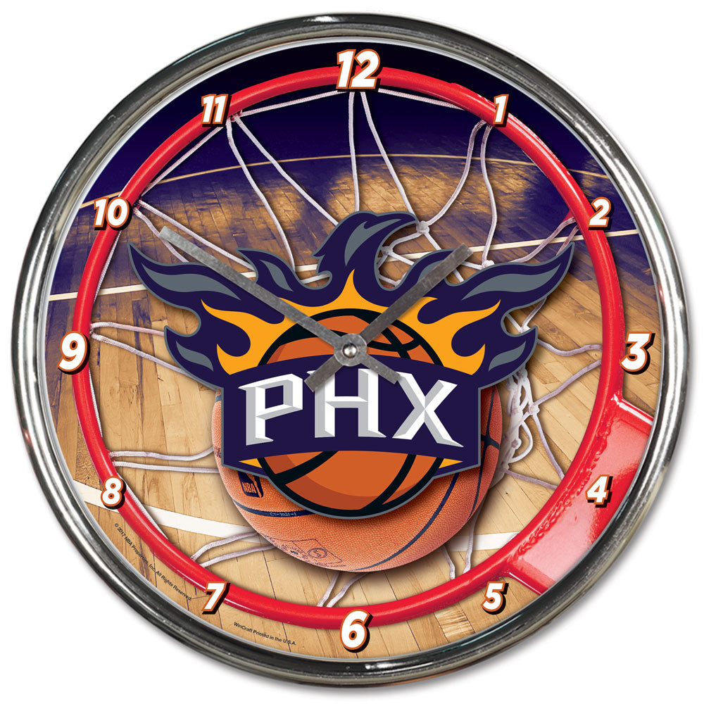 Phoenix Suns Round Chrome Clock