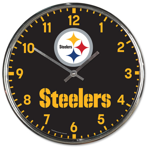 Pittsburgh Steelers Round Chrome Clock