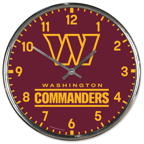 Washington Commanders Round Chrome Clock