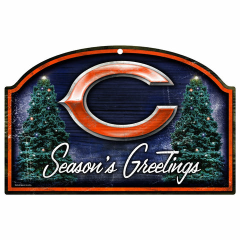 Chicago Bears Season's Greetings Wooden Sign