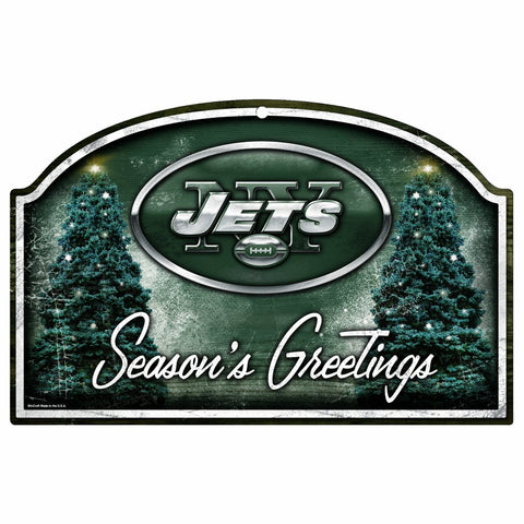 New York Jets Season's Greetings Wooden Sign