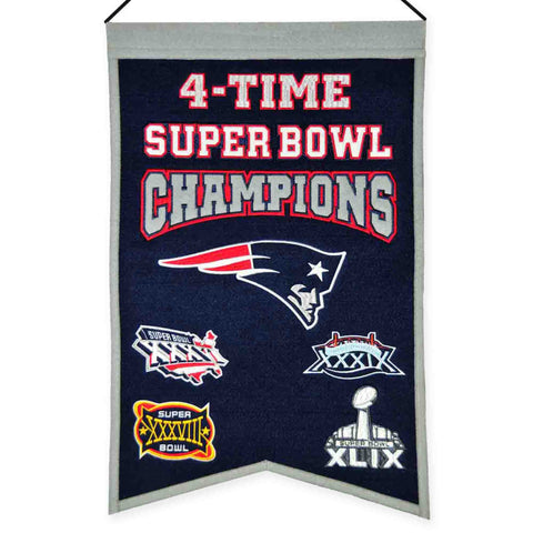 New England Patriots 4-Time Superbowl Champions Banner