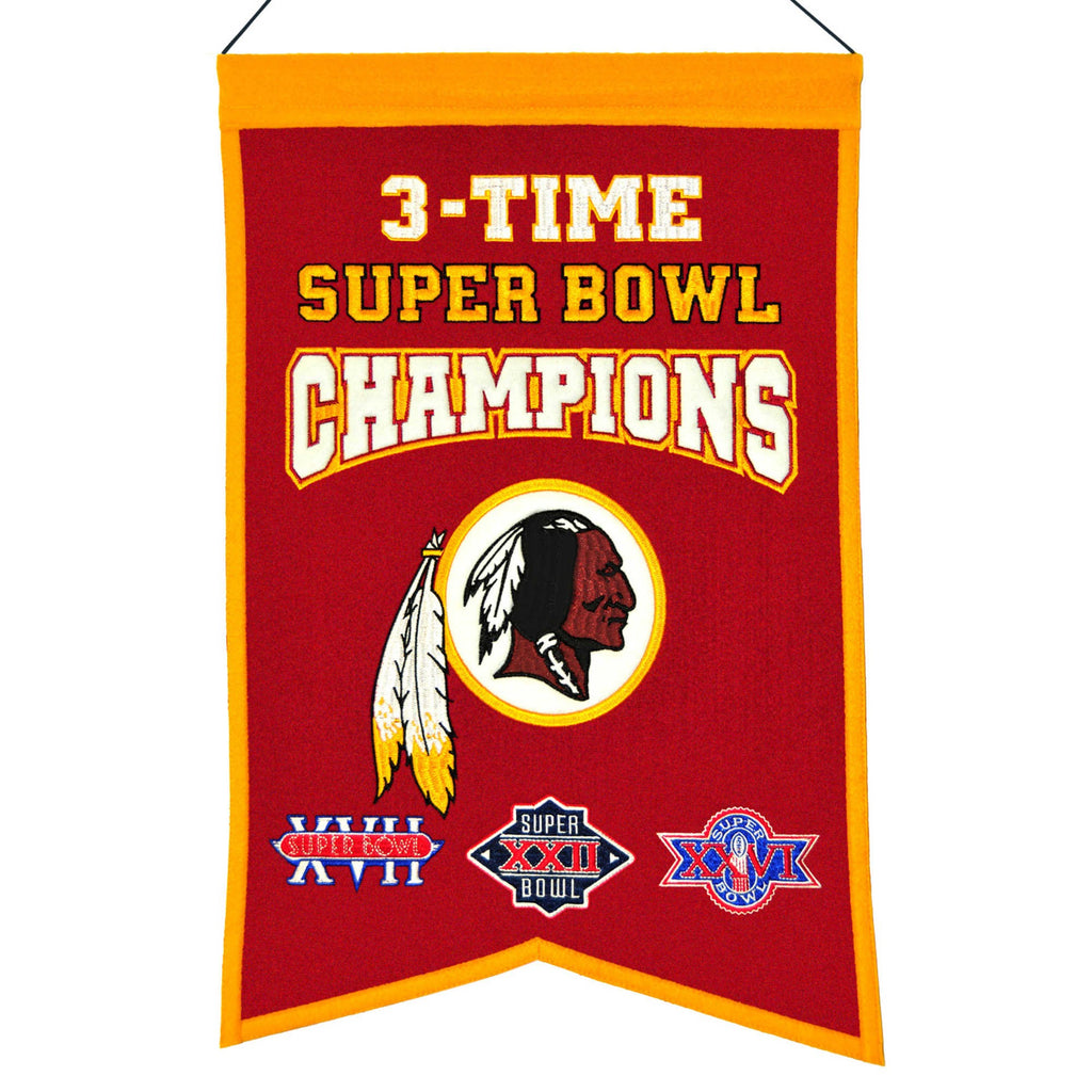 Washington Redskins 3-Time Superbowl Champions Banner
