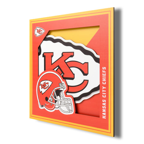 Kansas City Chiefs 12" x 12" 3D Logo Wall Art
