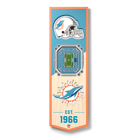 Miami Dolphins 6" x 19" 3D Stadium Banner