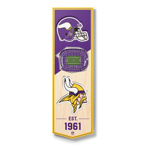 Minnesota Vikings 6" x 19" 3D Stadium Banner