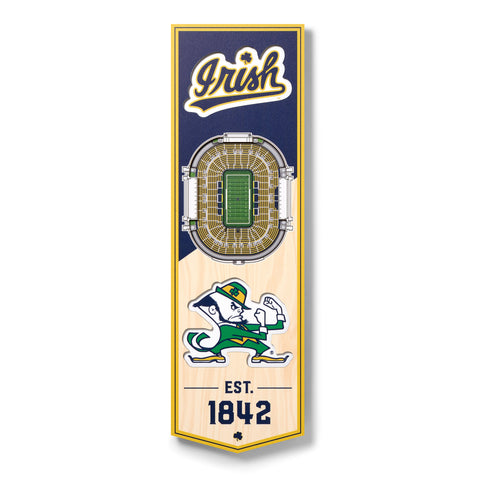 Notre Dame Fighting Irish 6" x 19" 3D Stadium Banner