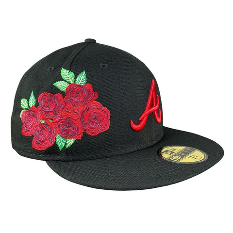 59FIFTY Atlanta Braves Black/Red with Rose Print UV Rose Patch