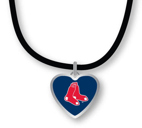 Boston Red Sox Crystal Heart Reversible Necklace