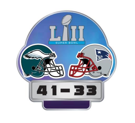 Philadelphia Eagles Super Bowl LII Champions Score Pin