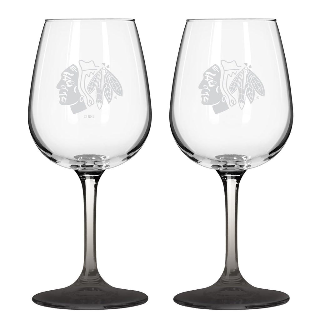 Chicago Blackhawks 12oz. Color Stem Wine Glass