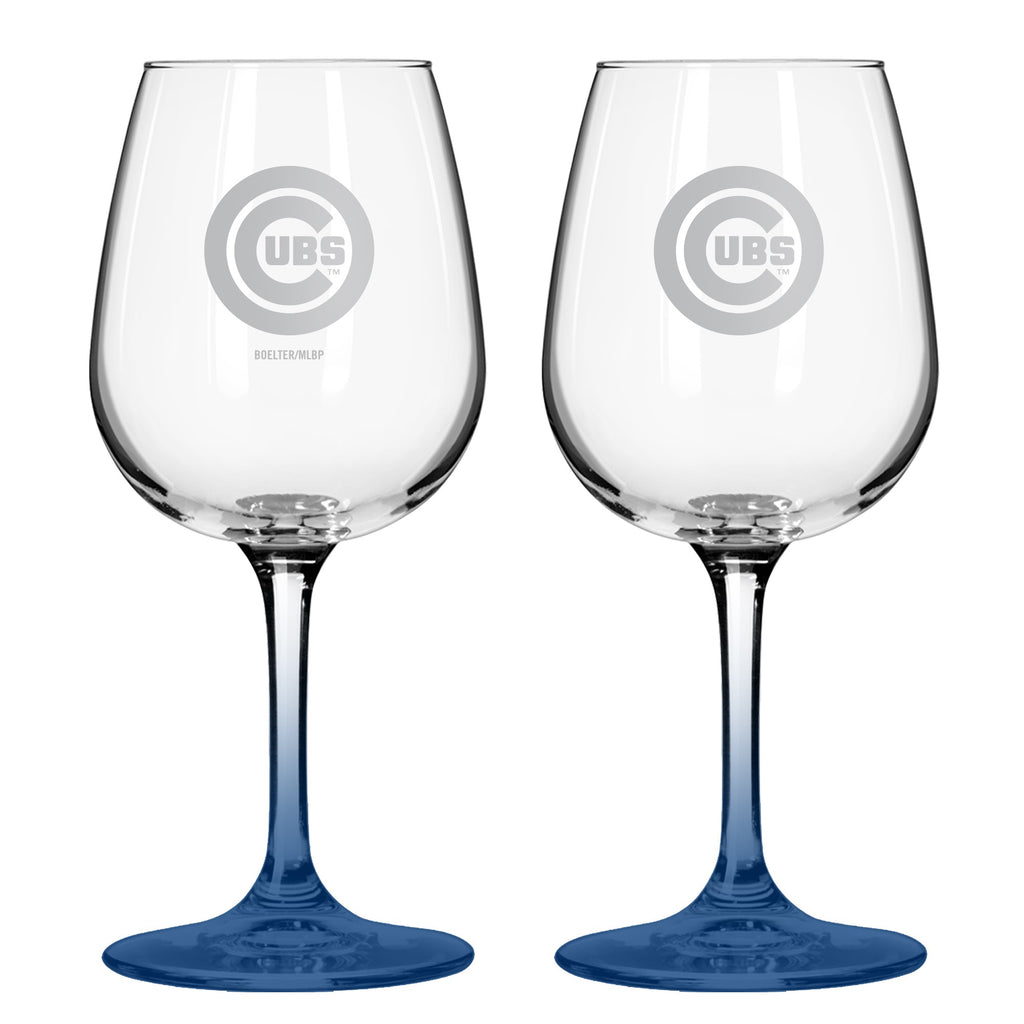Chicago Cubs 12oz. Color Stem Wine Glass