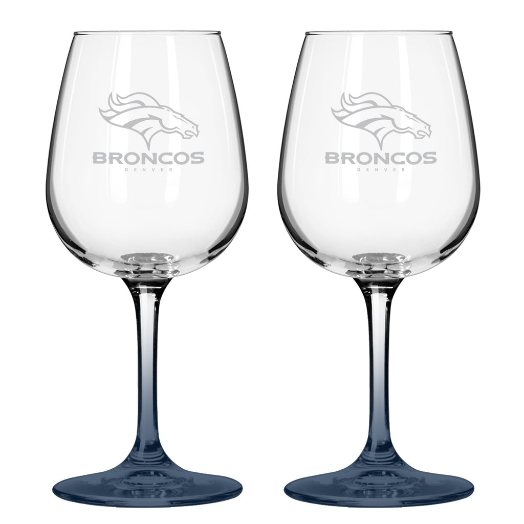 Denver Broncos 12oz. Color Stem Wine Glass
