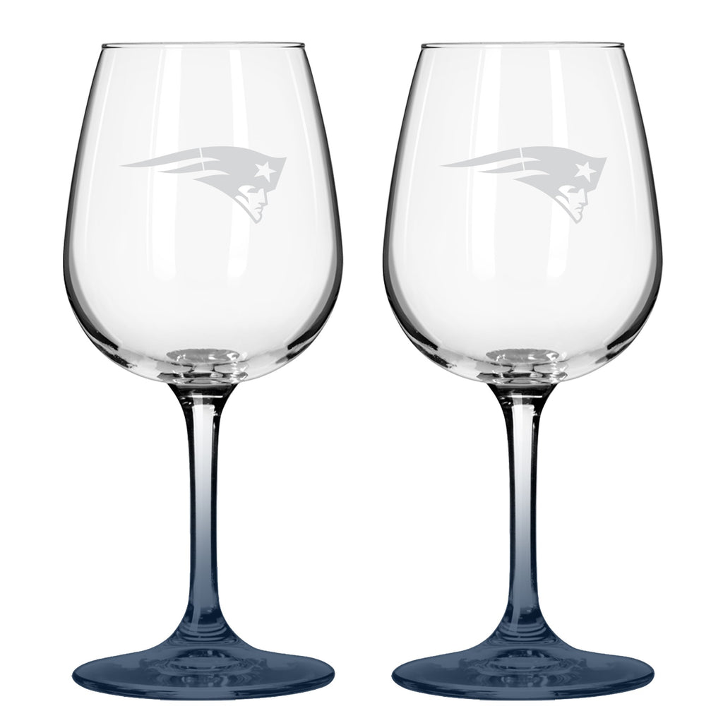 New England Patriots 12oz. Color Stem Wine Glass