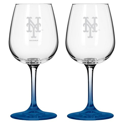 New York Mets 12oz. Color Stem Wine Glass