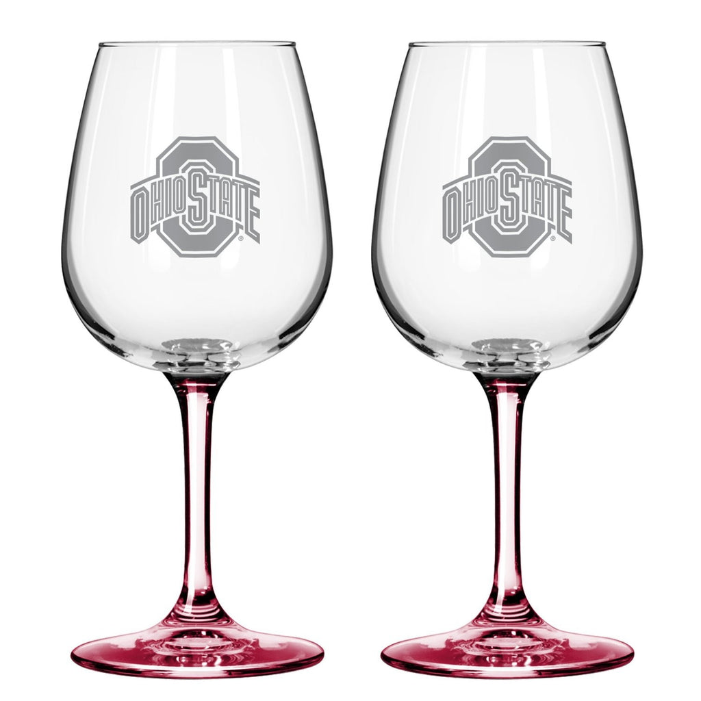 Ohio State Buckeyes 12oz. Color Stem Wine Glass