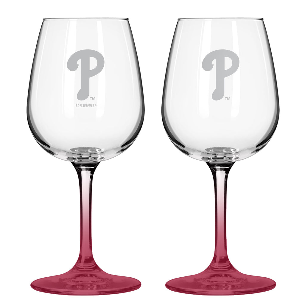 Philadelphia Phillies 12oz. Color Stem Wine Glass