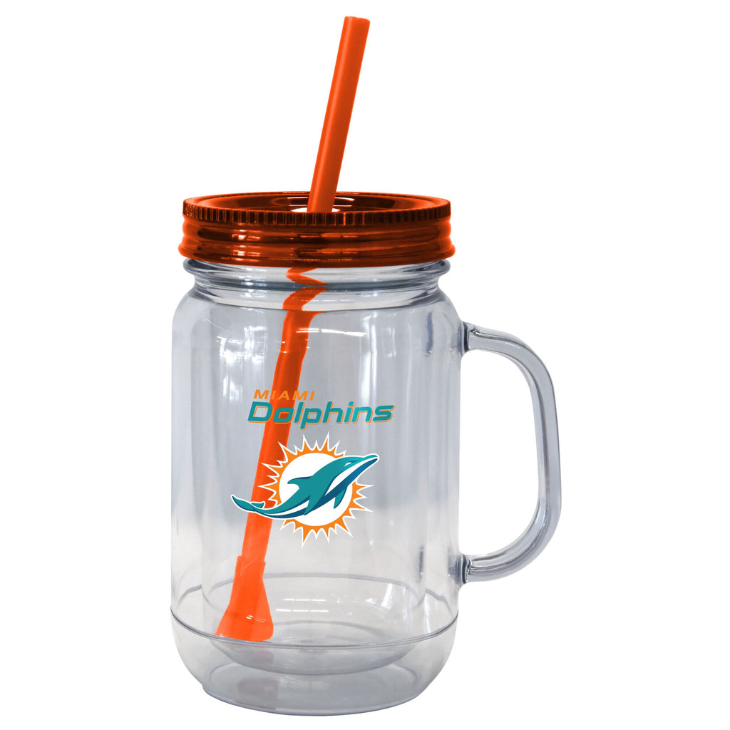 Miami Dolphins 20oz. Mason Straw Tumbler