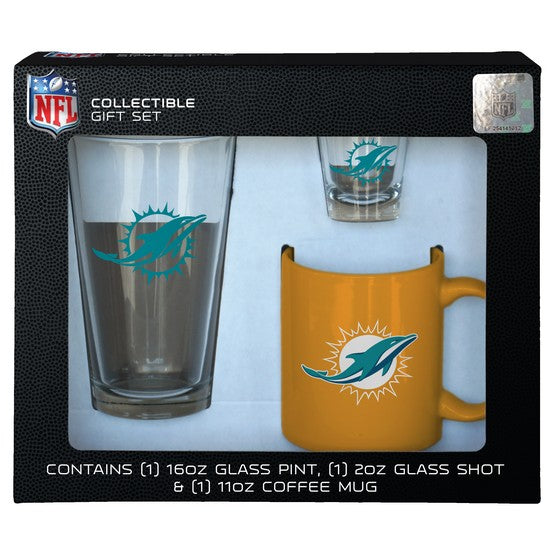 Miami Dolphins 3pc. Drinkware Gift Set