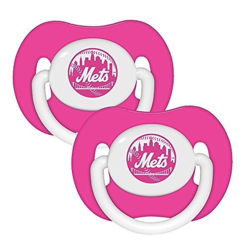 New York Mets 2 Pack Baby Pacifiers - Pink