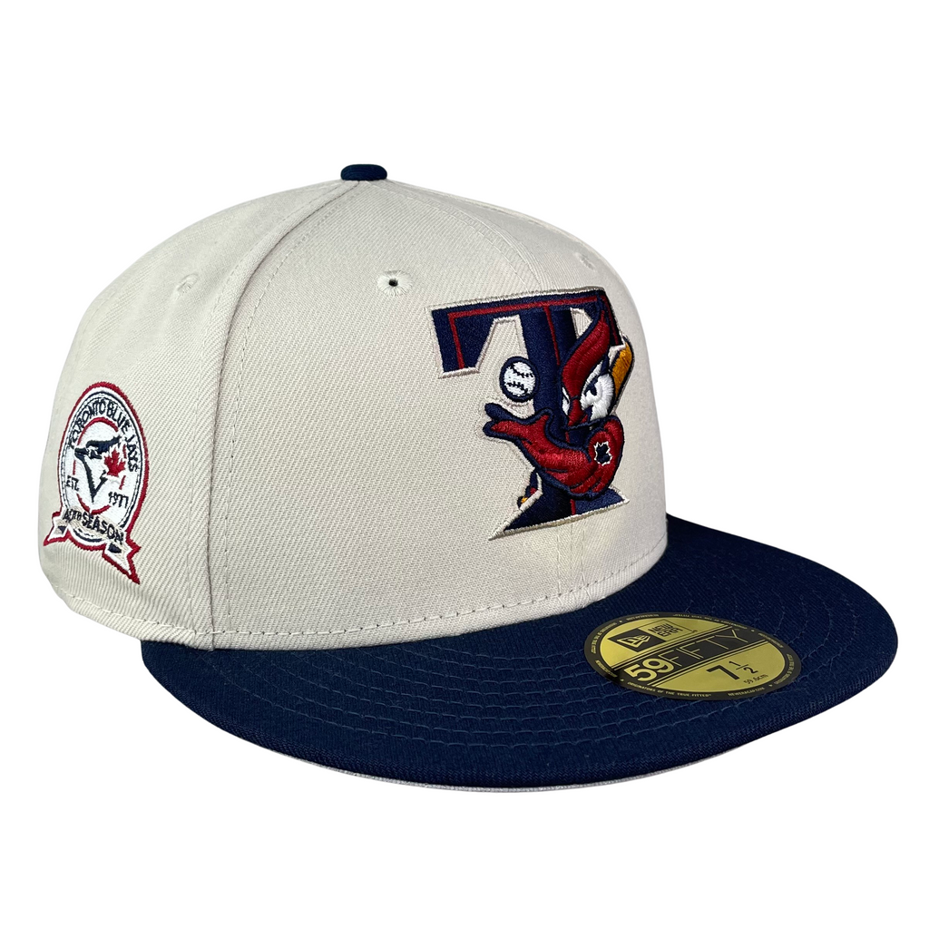 Toronto Blue Jays 40th Anniversary New Era 59FIFTY Fitted Hat (BurntWood Realtree Camo Green Under BRIM) 7 5/8