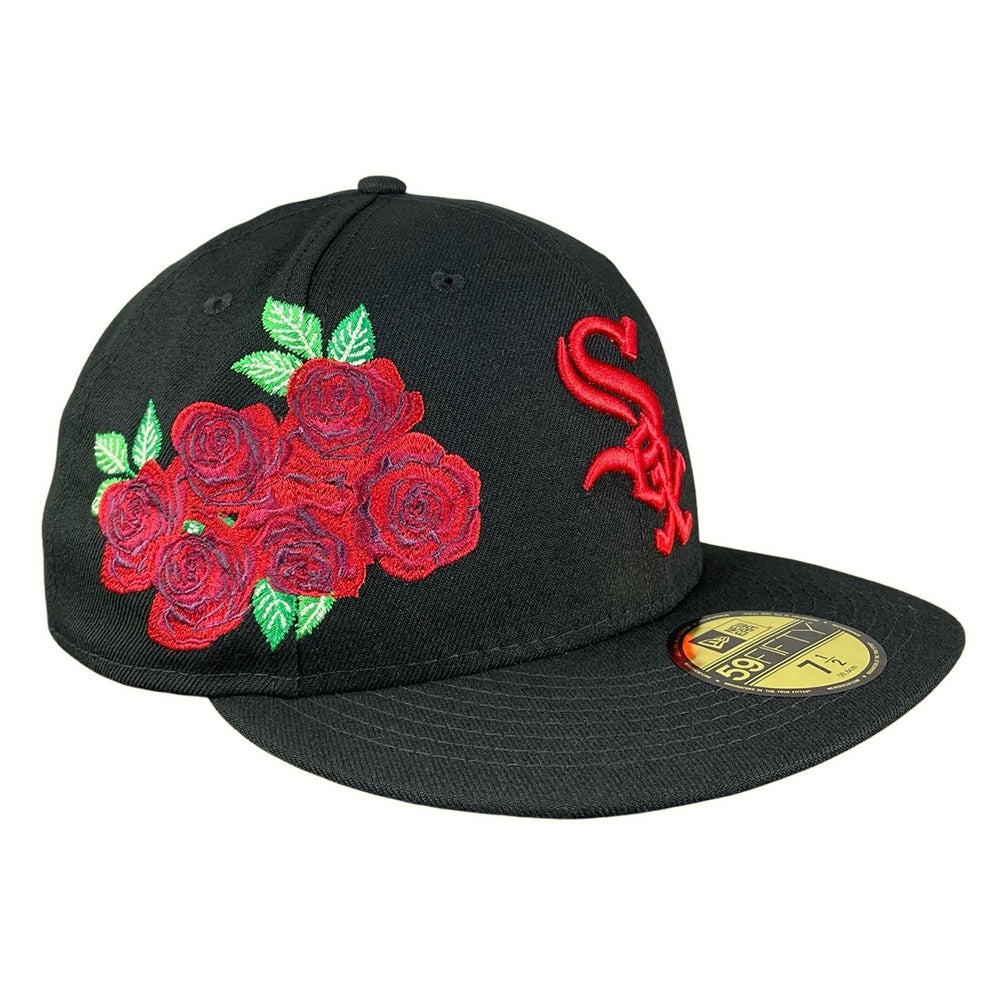59FIFTY Chicago White Sox Black/Red with Rose Print UV Rose Patch