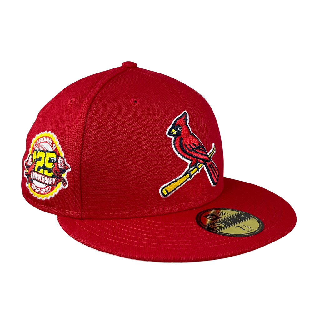 St Louis Cardinals Red 125th Anniversary Side Patch Teal UV 59FIFTY Fitted  Hat