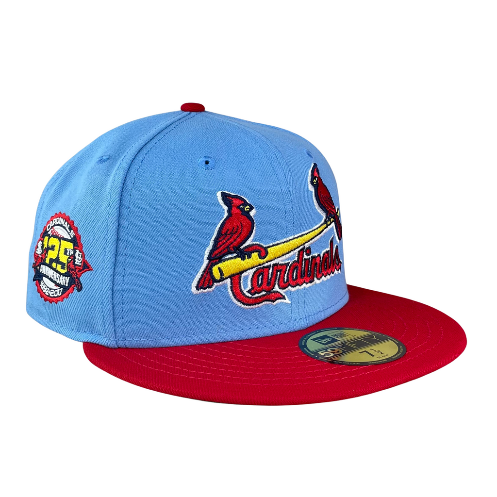 St Louis Cardinals Red 125th Anniversary Side Patch Teal UV 59FIFTY Fitted  Hat