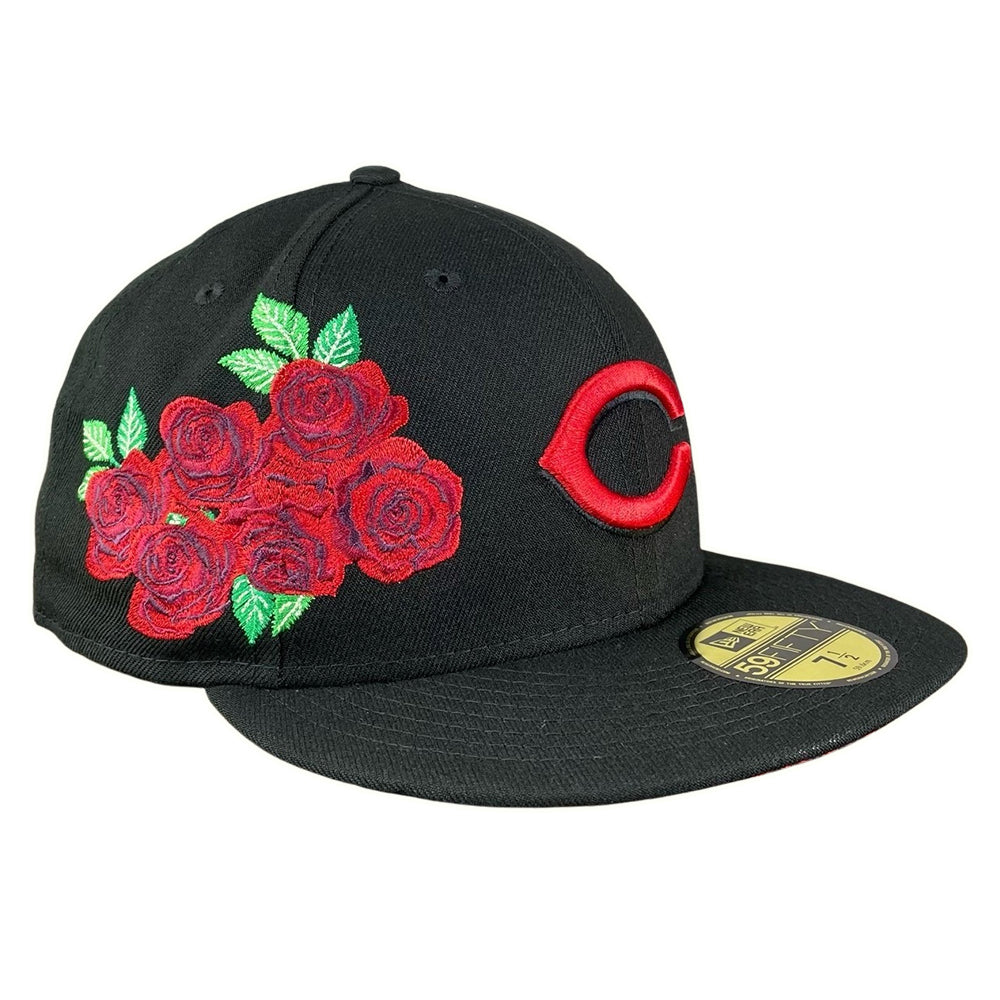 59FIFTY Cincinnati Reds Black/Red with Rose Print UV Rose Patch