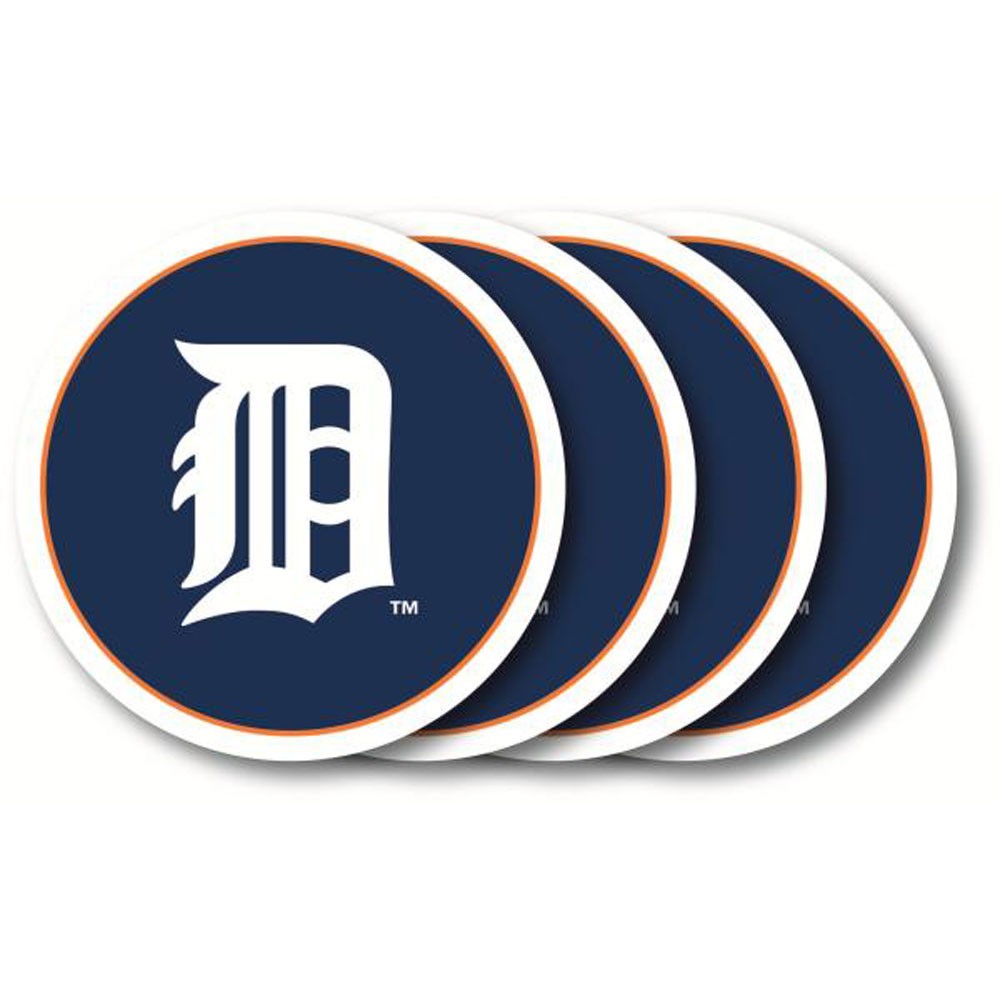 Detroit Tigers 4 Pack Vinyl Coasters