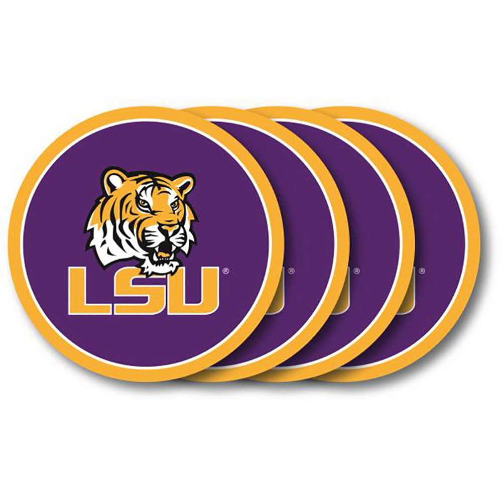 LSU Tigers 4 Pack Vinyl Coasters