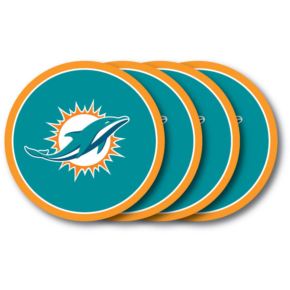 Miami Dolphins 4 Pack Vinyl Coasters