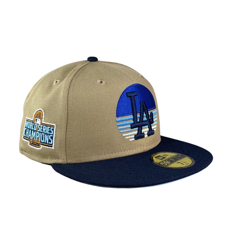 59FIFTY Los Angeles Dodgers Khaki/Navy/Sky Blue 2020 World Champions Patch