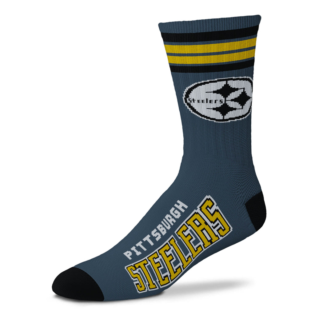 Pittsburgh Steelers 4 Stripe Deuce Sock Charcoal - Large