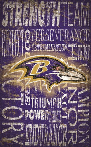 Baltimore Ravens 11" x 19" Heritage Word Collage Wooden Sign