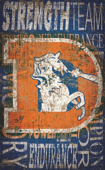 Denver Broncos 11" x 19" Heritage Word Collage Wooden Sign