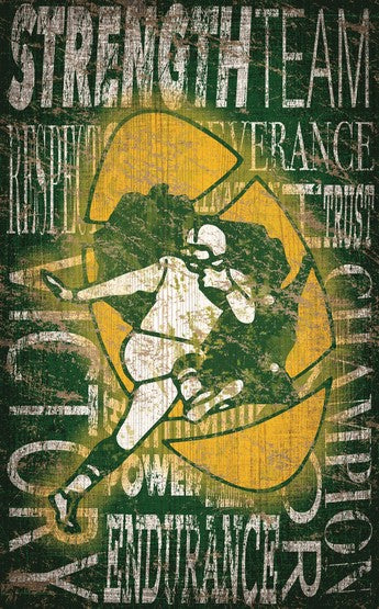 Green Bay Packers 11" x 19" Heritage Word Collage Wooden Sign