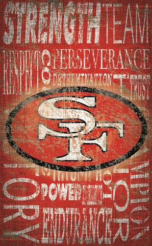 San Francisco 49ers 11" x 19" Heritage Word Collage Wooden Sign