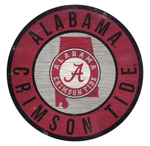 Alabama Crimson Tide 12" Circle with State Sign