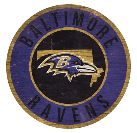 Baltimore Ravens 12" Circle with State Sign
