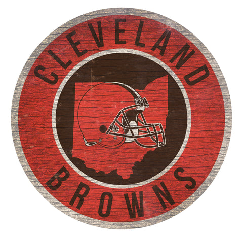 Cleveland Browns 12" Circle with State Sign
