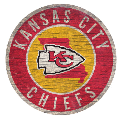 Kansas City Chiefs 12" Circle with State Sign