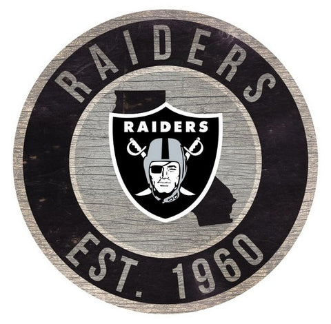 Las Vegas Raiders 12" Circle with State Sign