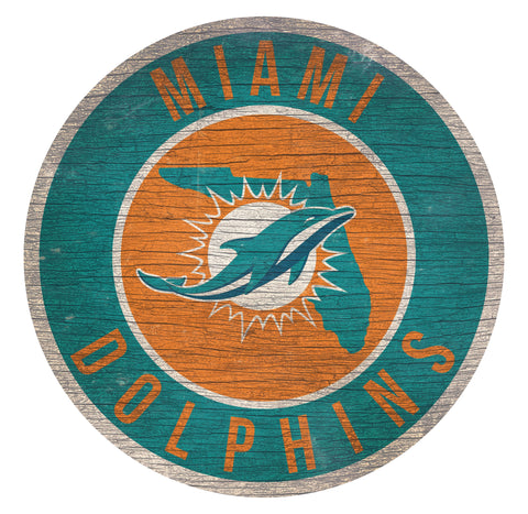 Miami Dolphins 12" Circle with State Sign