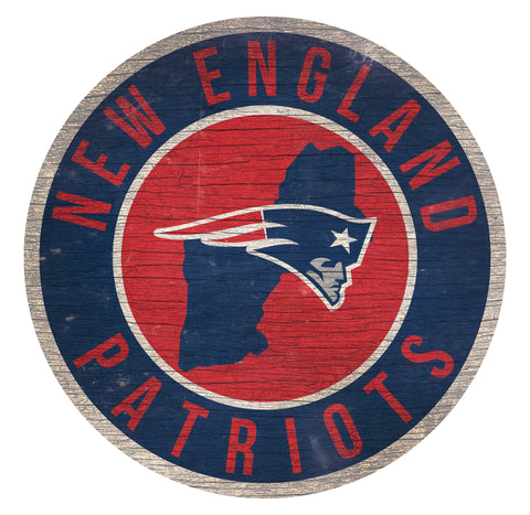 New England Patriots 12" Circle with State Sign