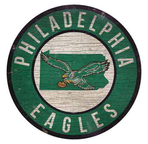 Philadelphia Eagles Retro 12" Circle with State Sign