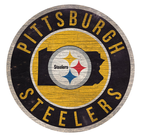 Pittsburgh Steelers 12" Circle with State Sign