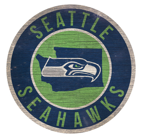 Seattle Seahawks 12" Circle with State Sign