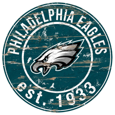 Philadelphia Eagles 24" Team Round Wooden Sign