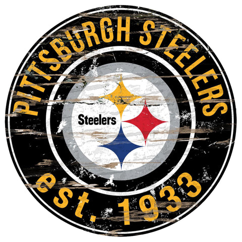 Pittsburgh Steelers 24" Team Round Wooden Sign